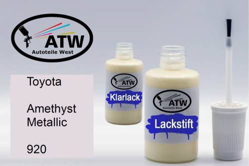 Toyota, Amethyst Metallic, 920: 20ml Lackstift + 20ml Klarlack - Set, von ATW Autoteile West.